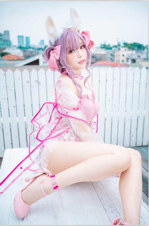 ElyEE子 - NO.84 Fluffy Summer – Original Swimsuit 粉色 54p